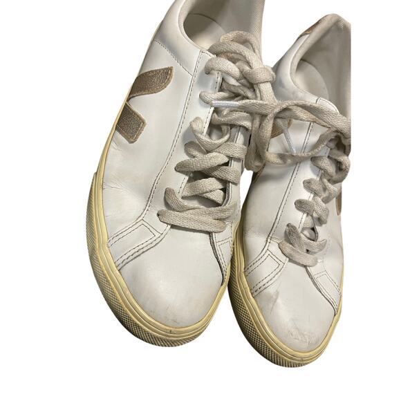VEJA ESPLAR LEATHER WHITE PLATINE Sneakers Women's Size 8 - Picture 4 of 6